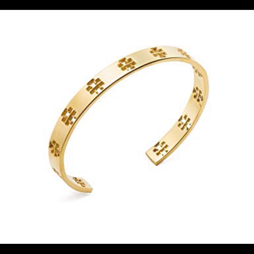 Tory Burch Pierced T Cuff Gold Bracelet